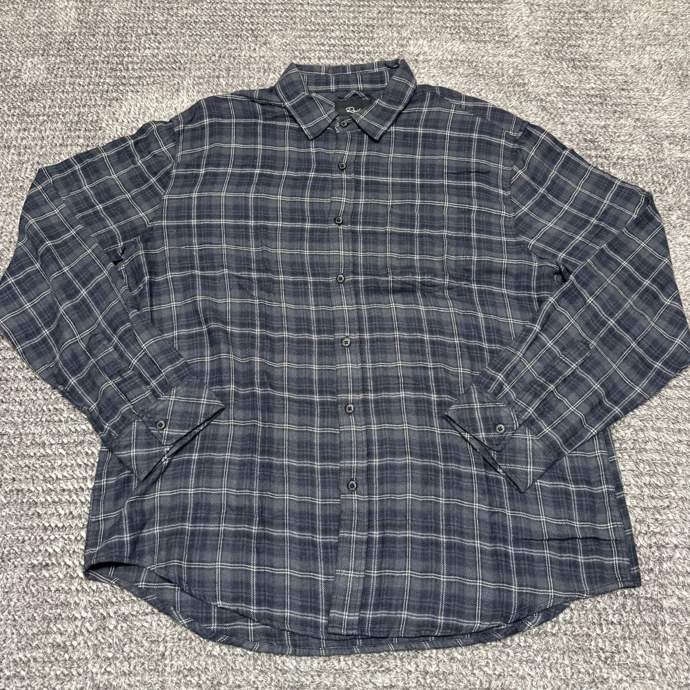 Rails Mens XL Gray Plaid Flannel Button Up Long Sleeve Collared Casual Shirt